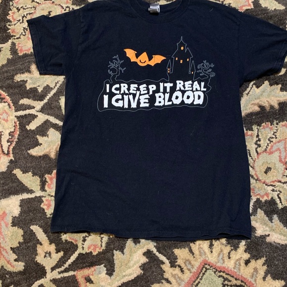 M Vintage unique quirky Dracula Vampire Halloween Blood Donor tee - Picture 8 of 8